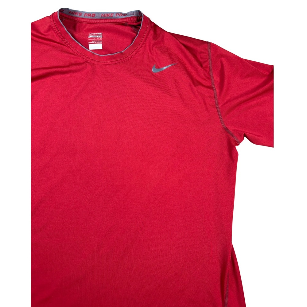 Nike Pro Fitted Shirt Mens XL Red Short Sleeve Nike FIT Athletic Training Top